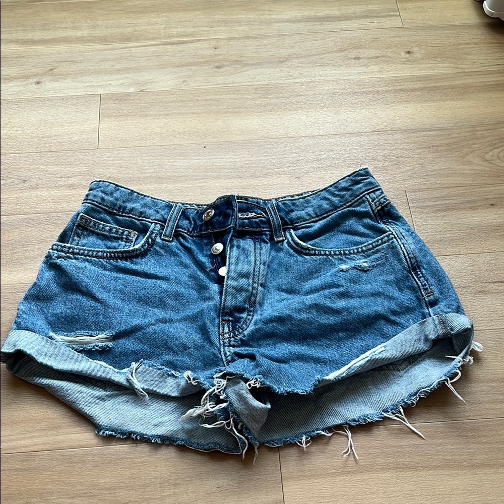 Forever 21 Distressed Blue Jean Shorts